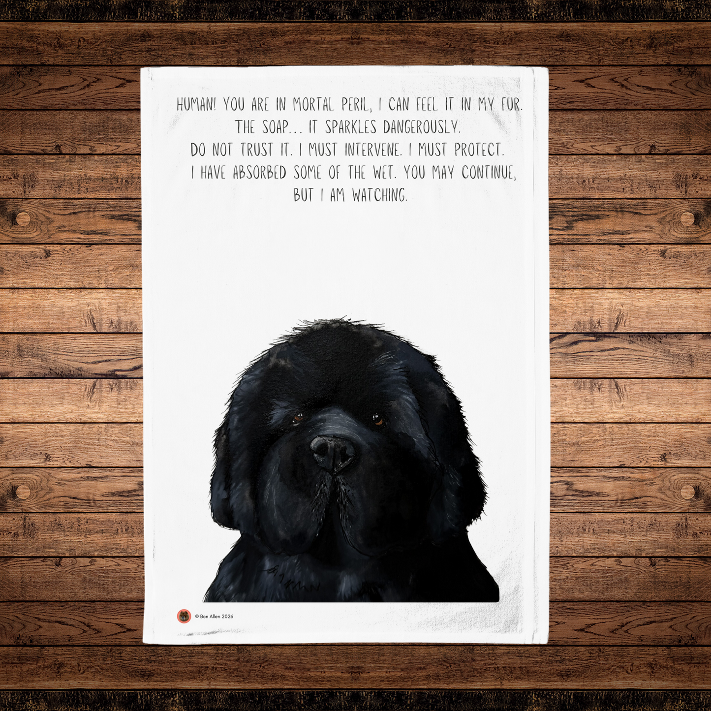 Newfoundland Guardian Teatowel – Hilarious “Human in Mortal Peril” Made-to-Order