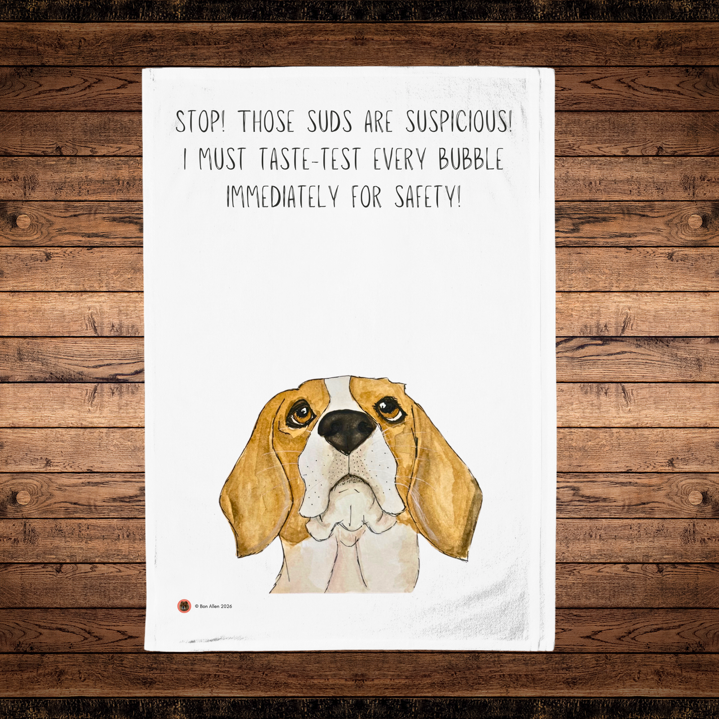 Beagle Bubble Patrol Teatowel – Hilarious Dog Kitchen Humor