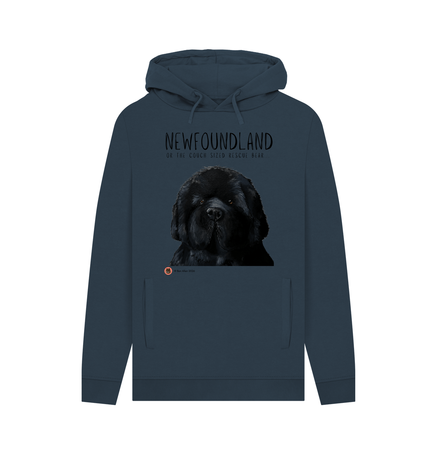 Navy Printed Hoody Front