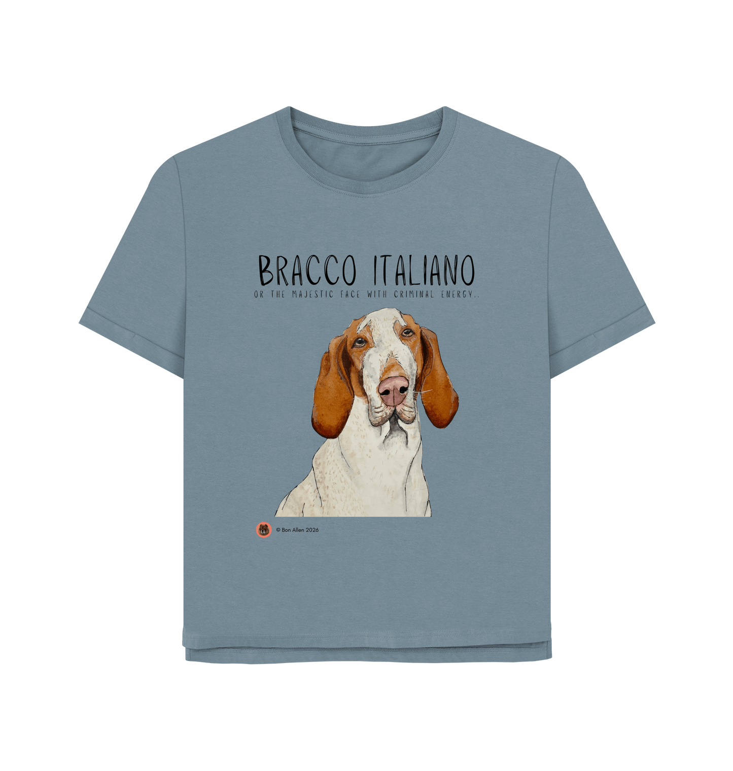 Stone Blue Printed T-shirt Front