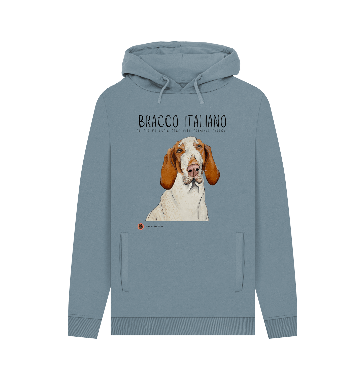 Stone Blue Printed Hoody Front