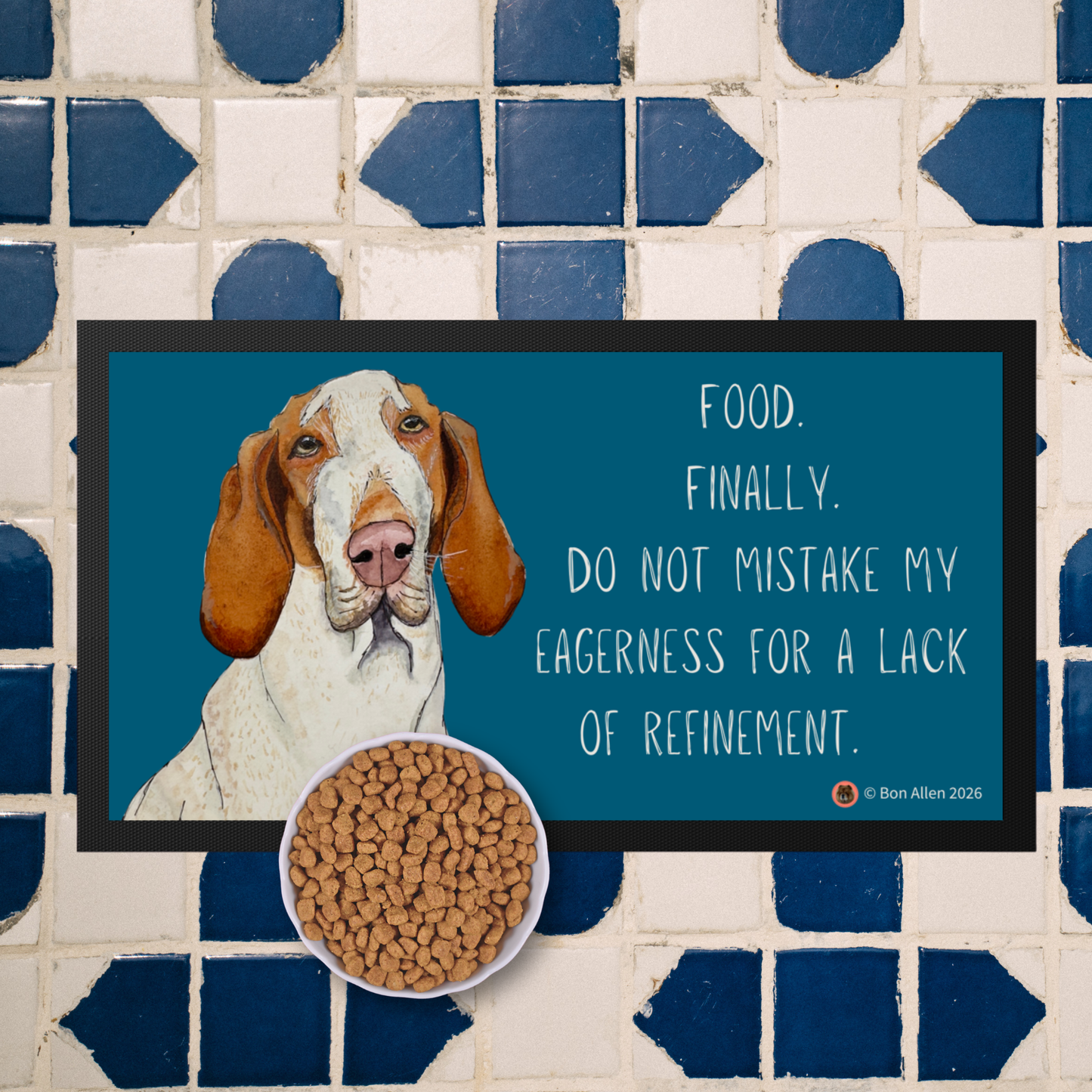 Bracco Italiano Pet Bowl Mat – Majestic Face with Criminal Energy Funny Dog Accessory