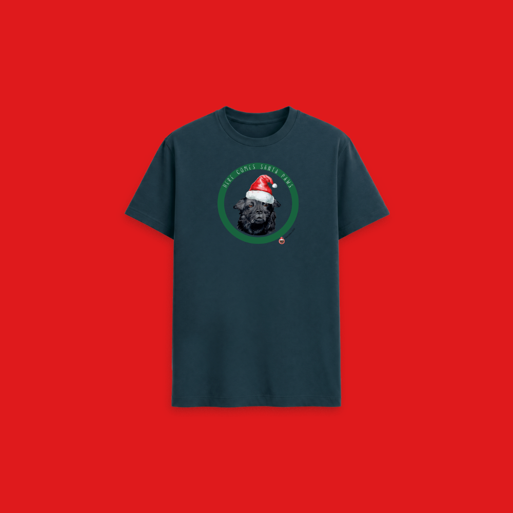 Here Comes Santa Paws Adult T Shirt