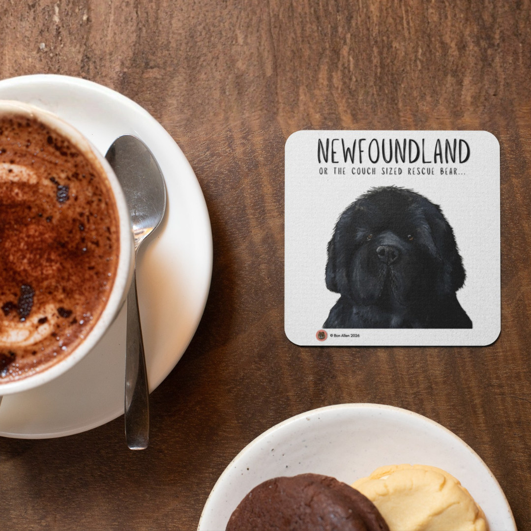 Couch-Sized Rescue Bear Coasters – Set of 4 Made-to-Order Newfoundland Paw-sitivity