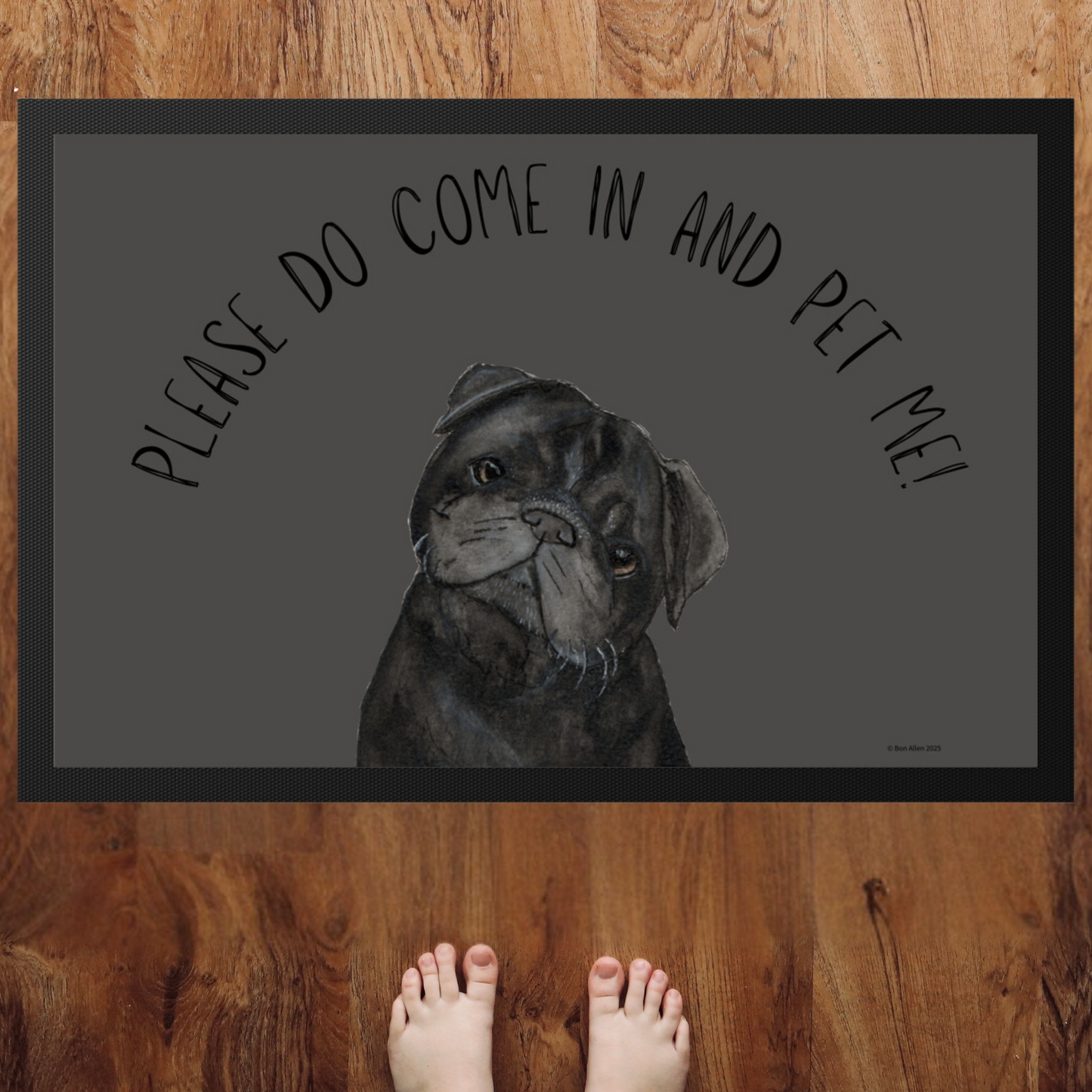 "Please Do Come In and Pet Me!" – Pug Door Mat
