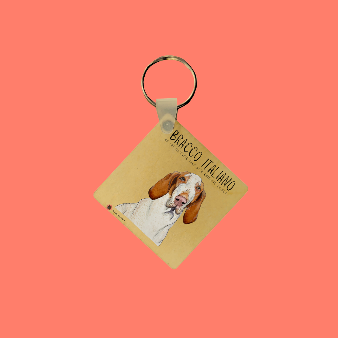 Bracco Italiano Keyring – Majestic Face, Criminal Energy | Made to Order Dog Lover Gift