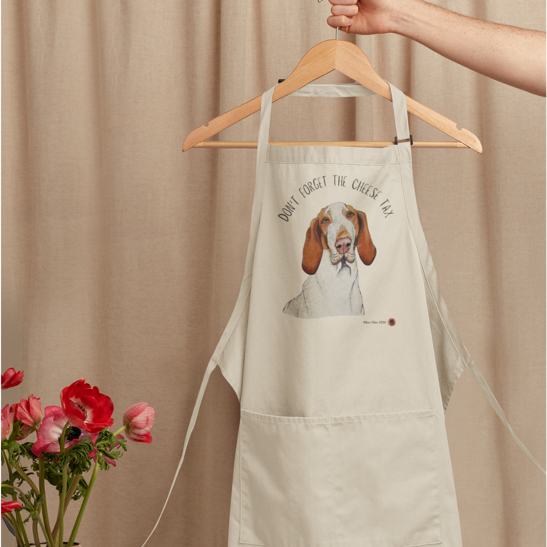 Bracco Italiano Apron – “Don’t Forget the Cheese Tax!” Funny Dog Lover Gift