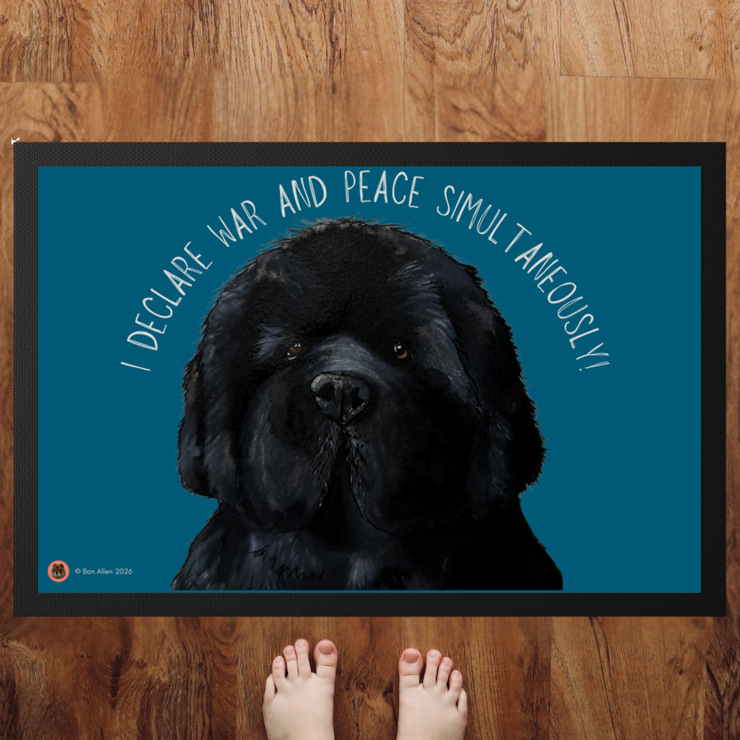 Newfoundland Doormat – “I Declare War and Peace Simultaneously!” Dog Humour Welcome Mat