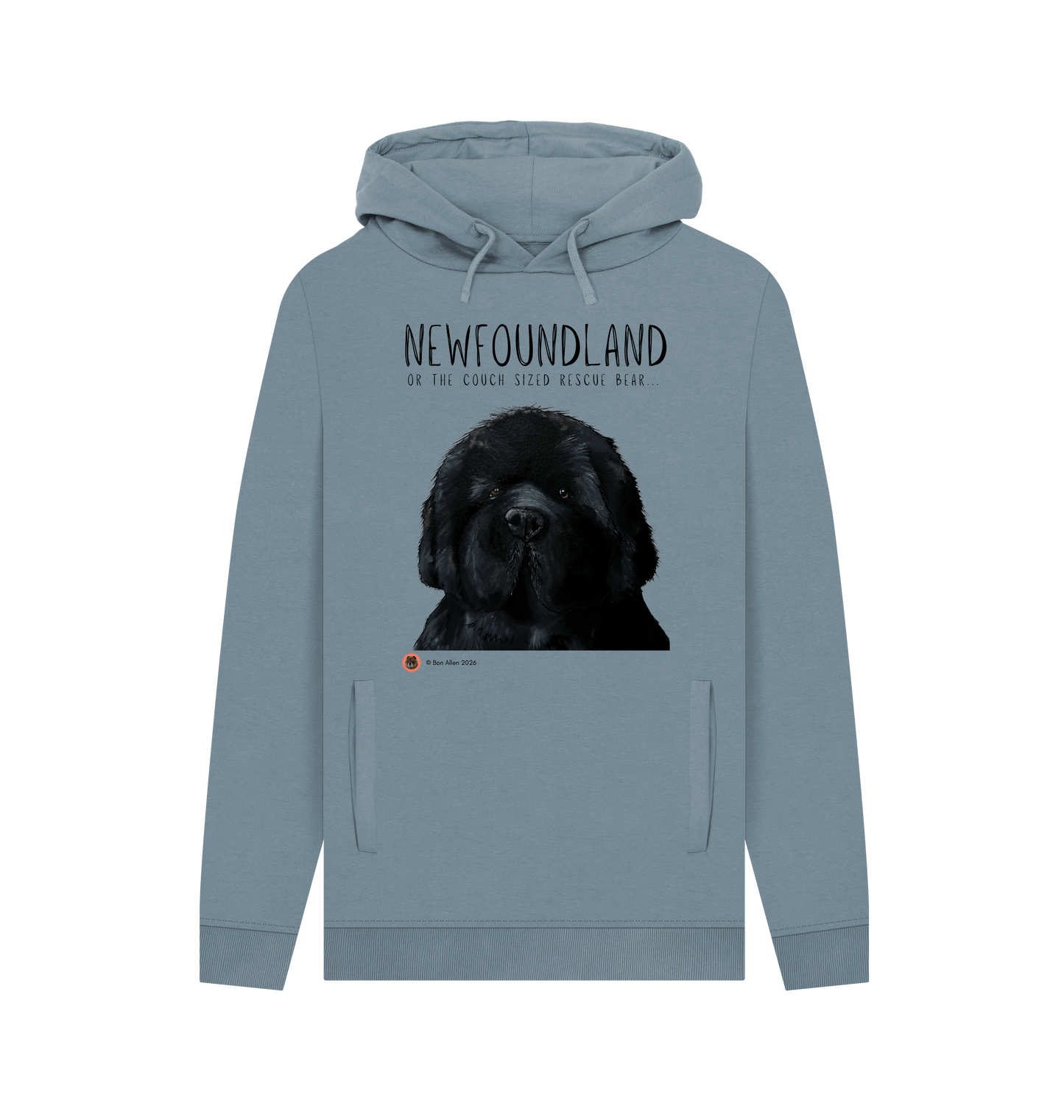 Stone Blue Printed Hoody Front