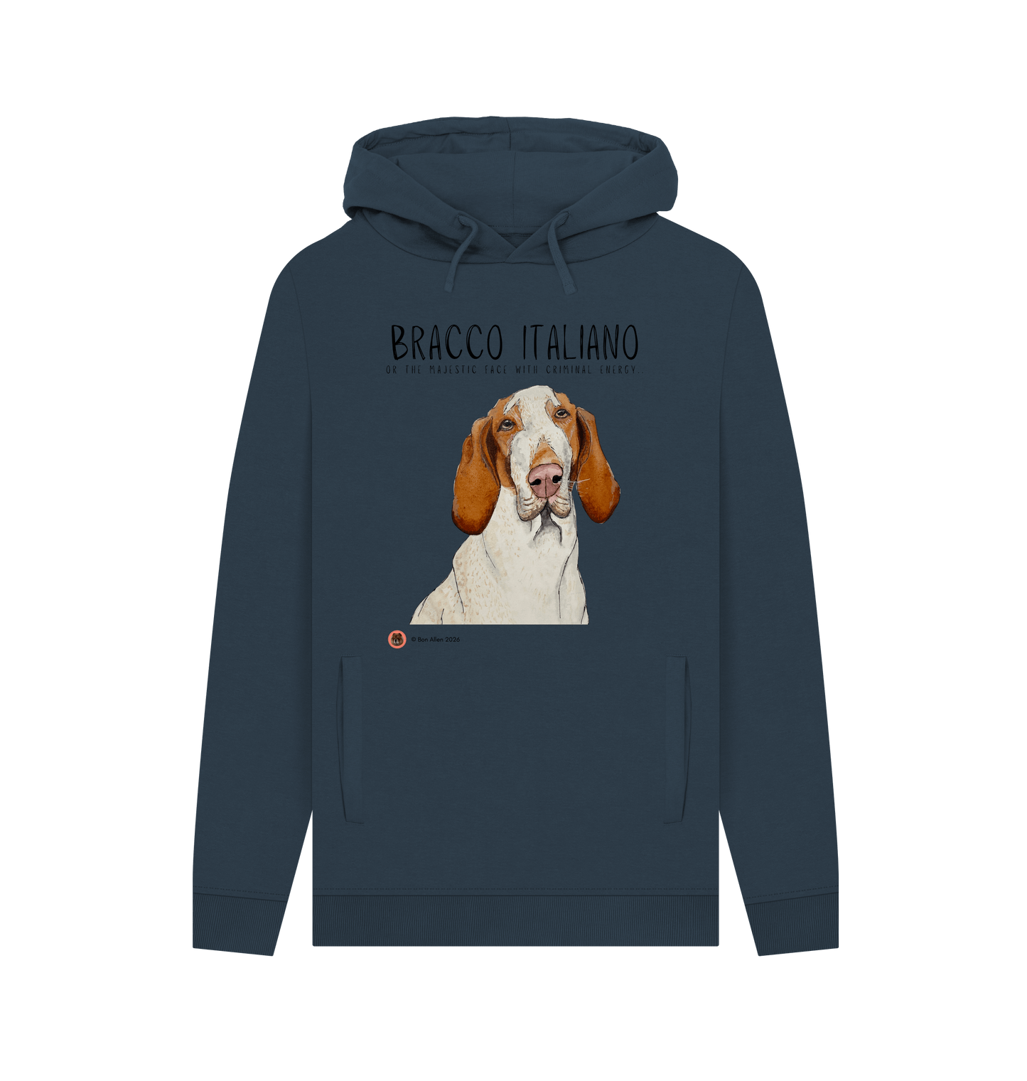 Navy Printed Hoody Front
