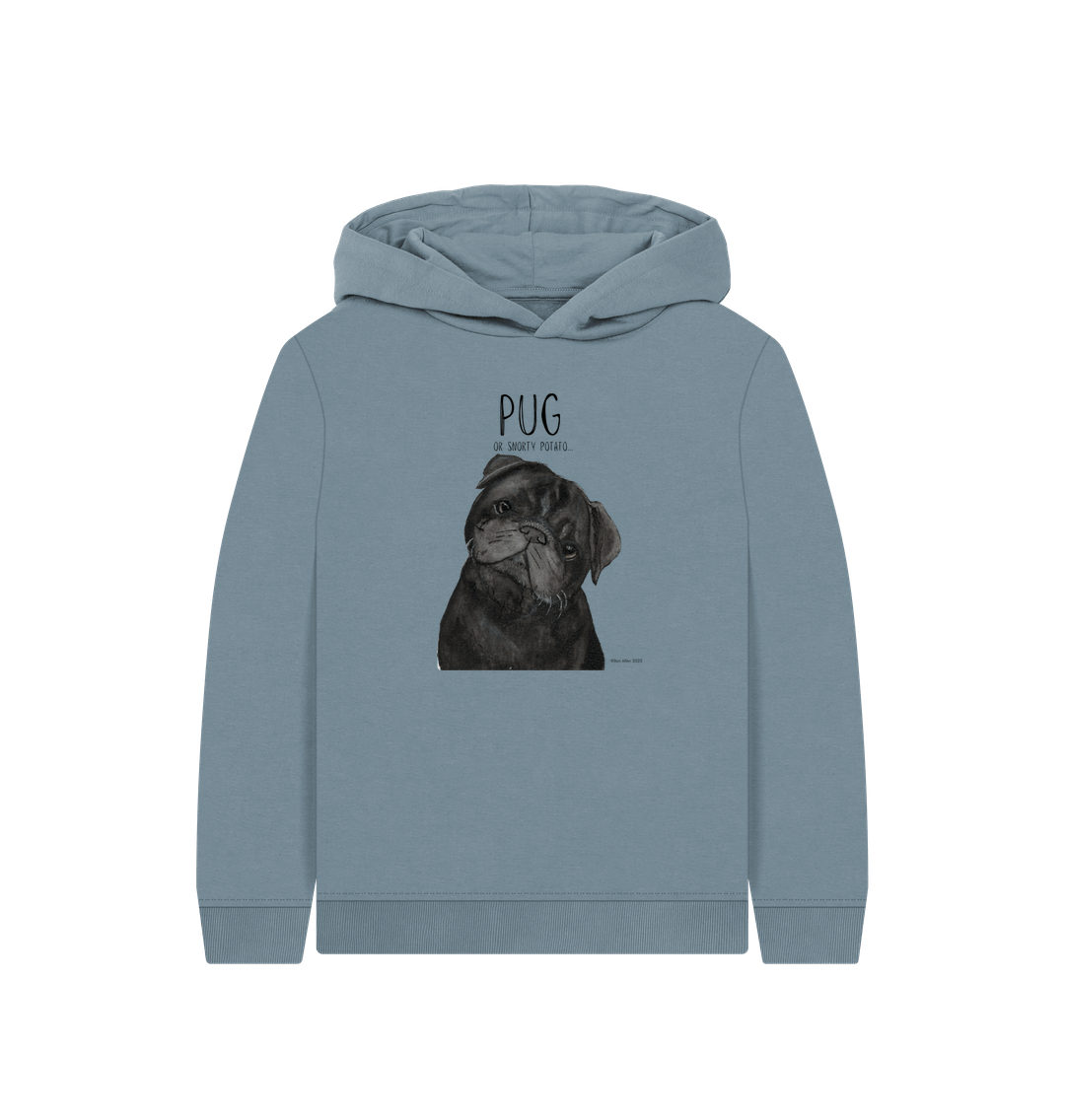Stone Blue Printed Kids Hoodie