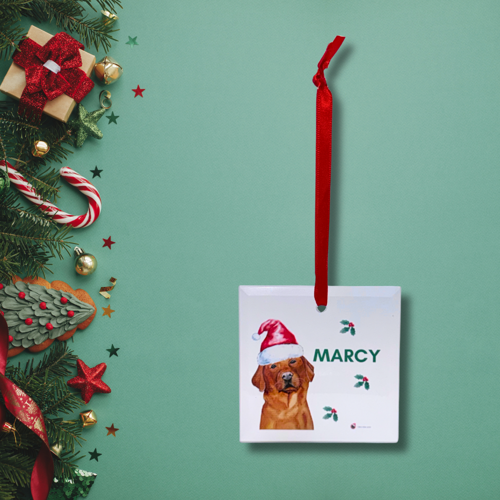 Personalised Frosted Glass Square Christmas Ornament