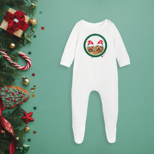 Here Comes Santa Paws Baby Sleepsuit