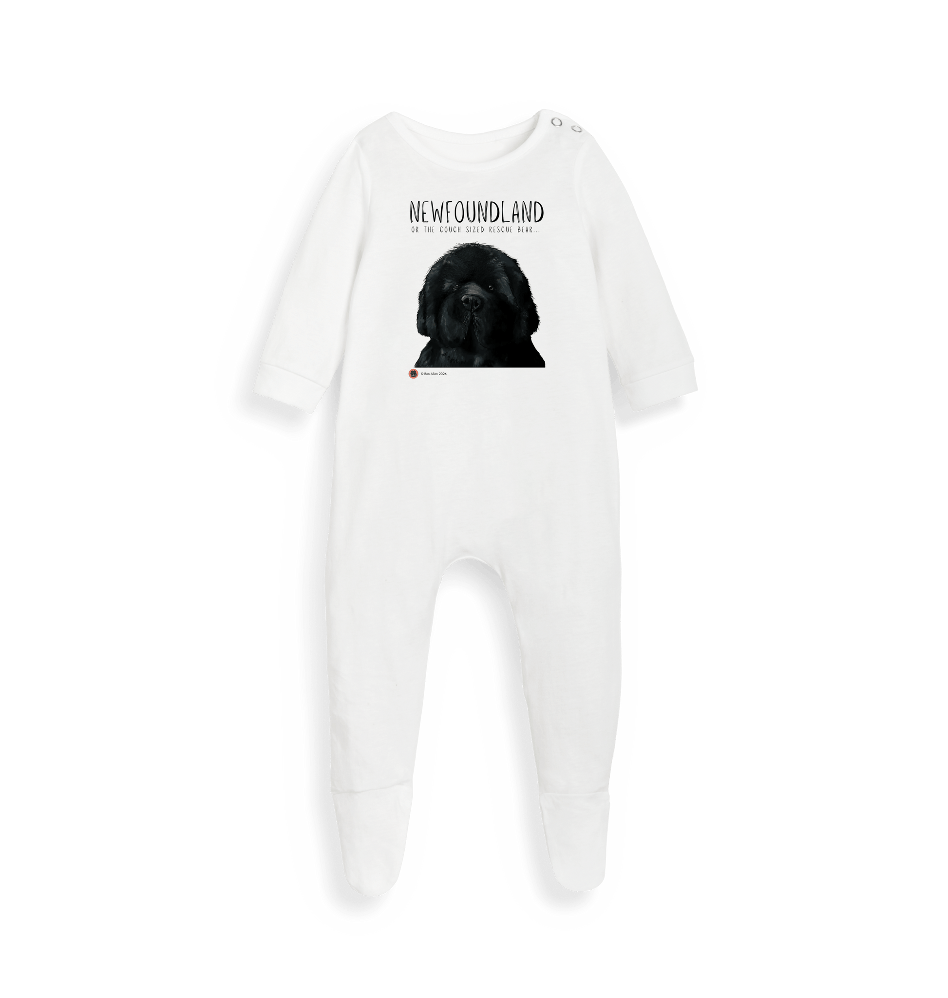 White Printed baby grow Front