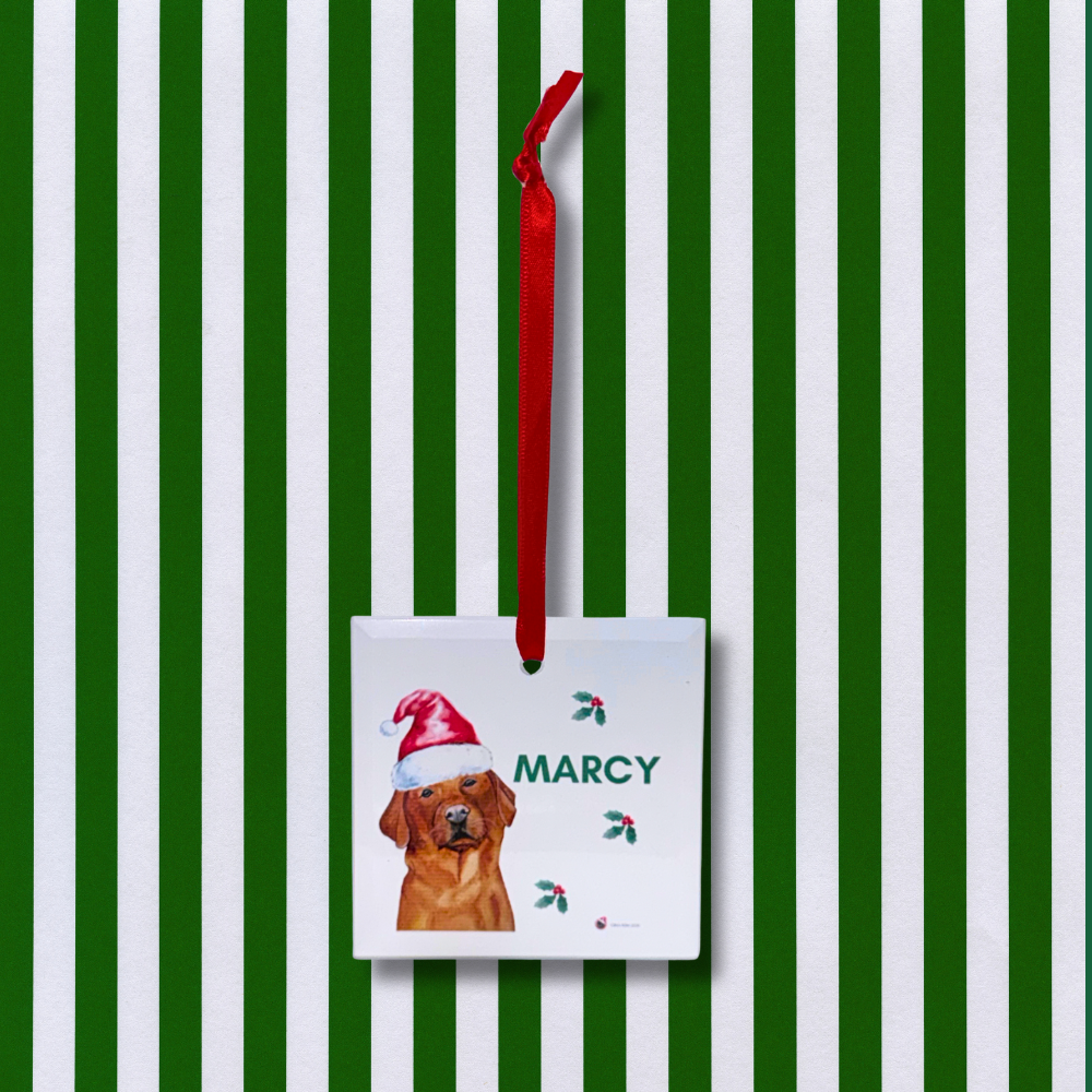 Personalised Frosted Glass Square Christmas Ornament