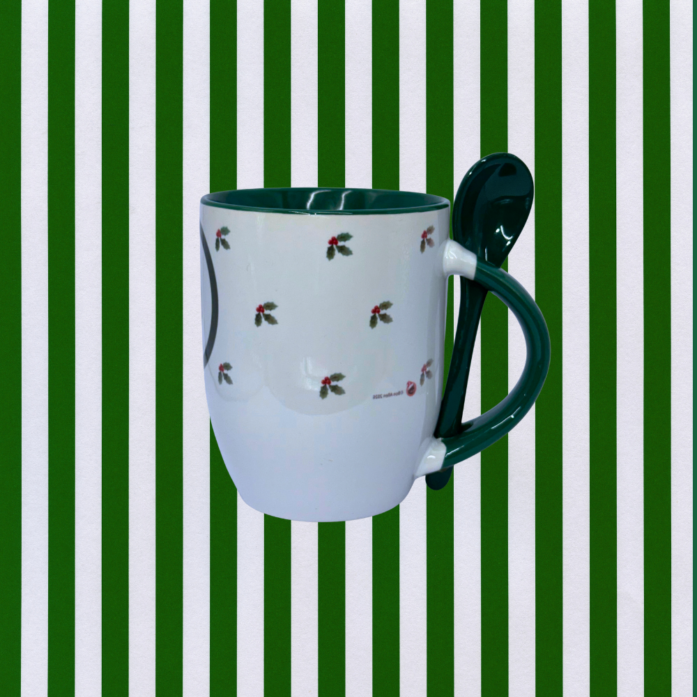 Personalised Christmas Ceramic Mug & Spoon