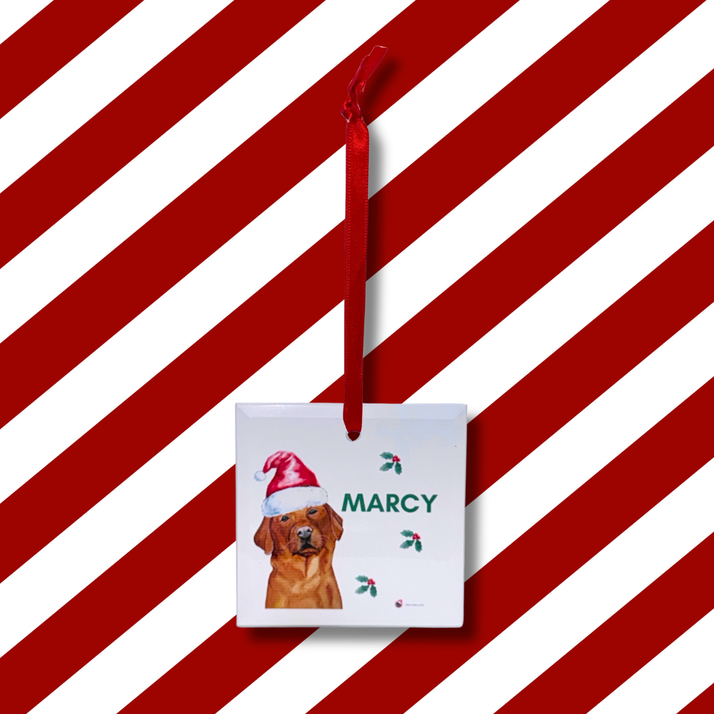 Personalised Frosted Glass Square Christmas Ornament