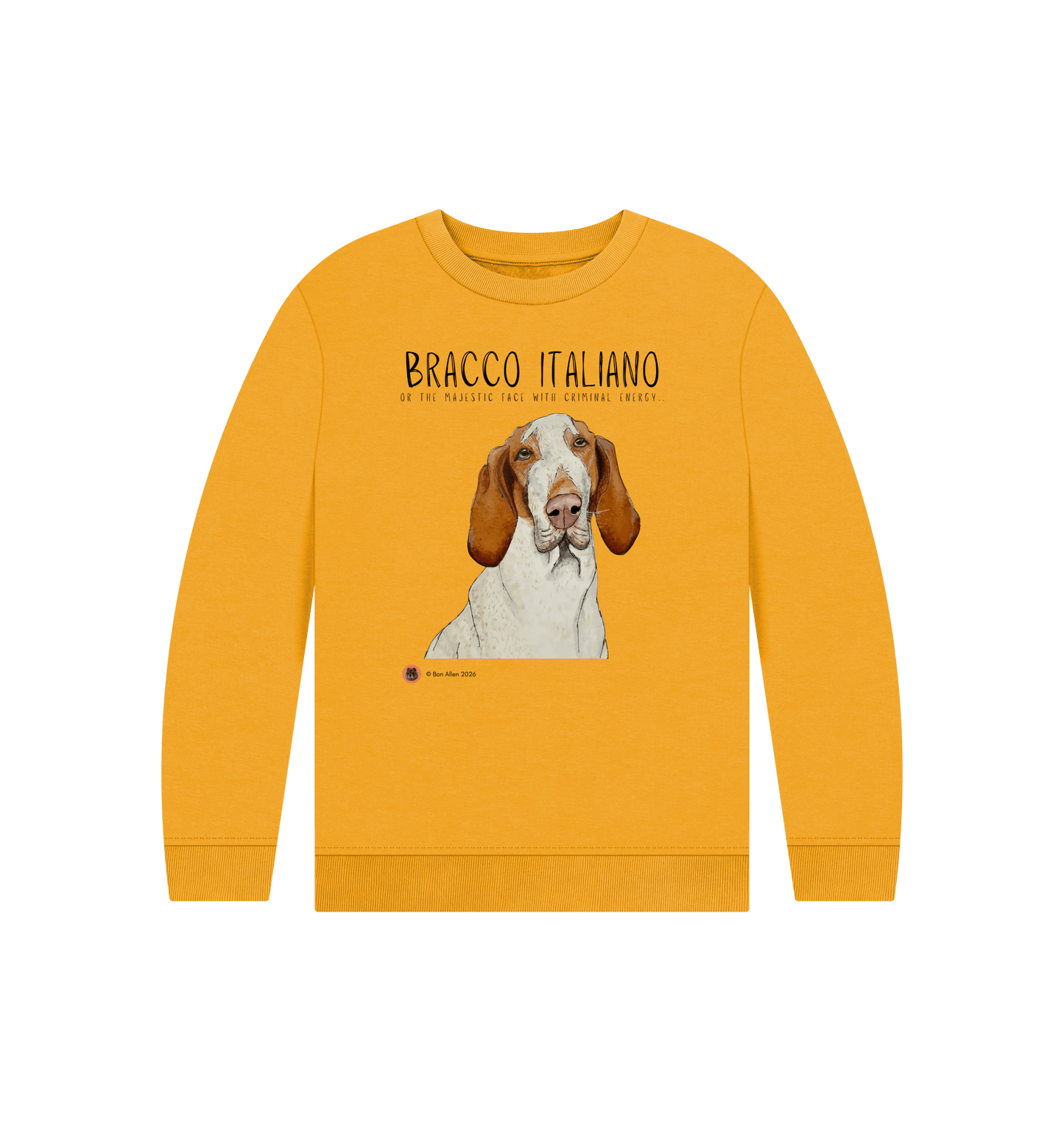 Mustard Printed Kids Jumper Front