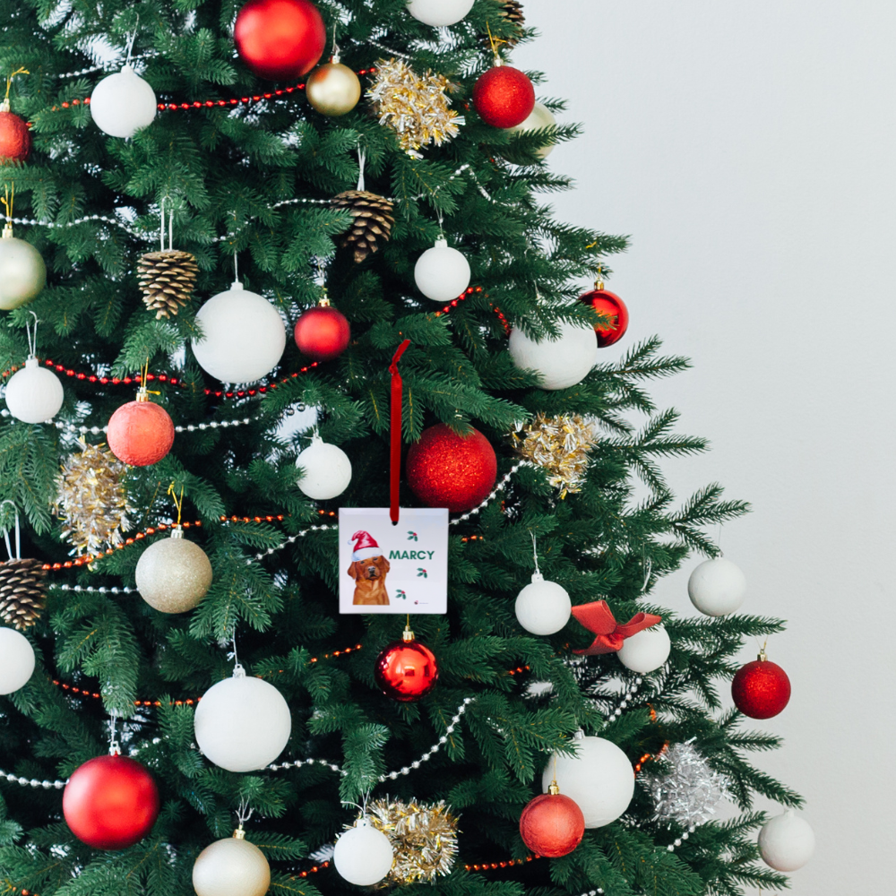 Personalised Frosted Glass Square Christmas Ornament