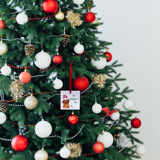 Personalised Frosted Glass Square Christmas Ornament