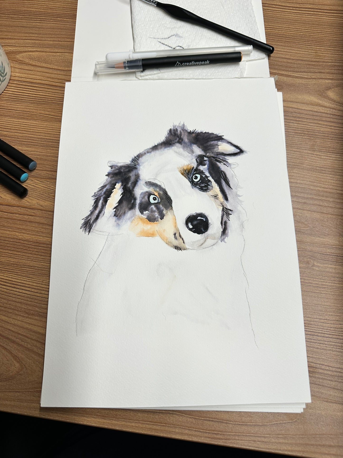 Commissioned Dog Portrait in Watercolour