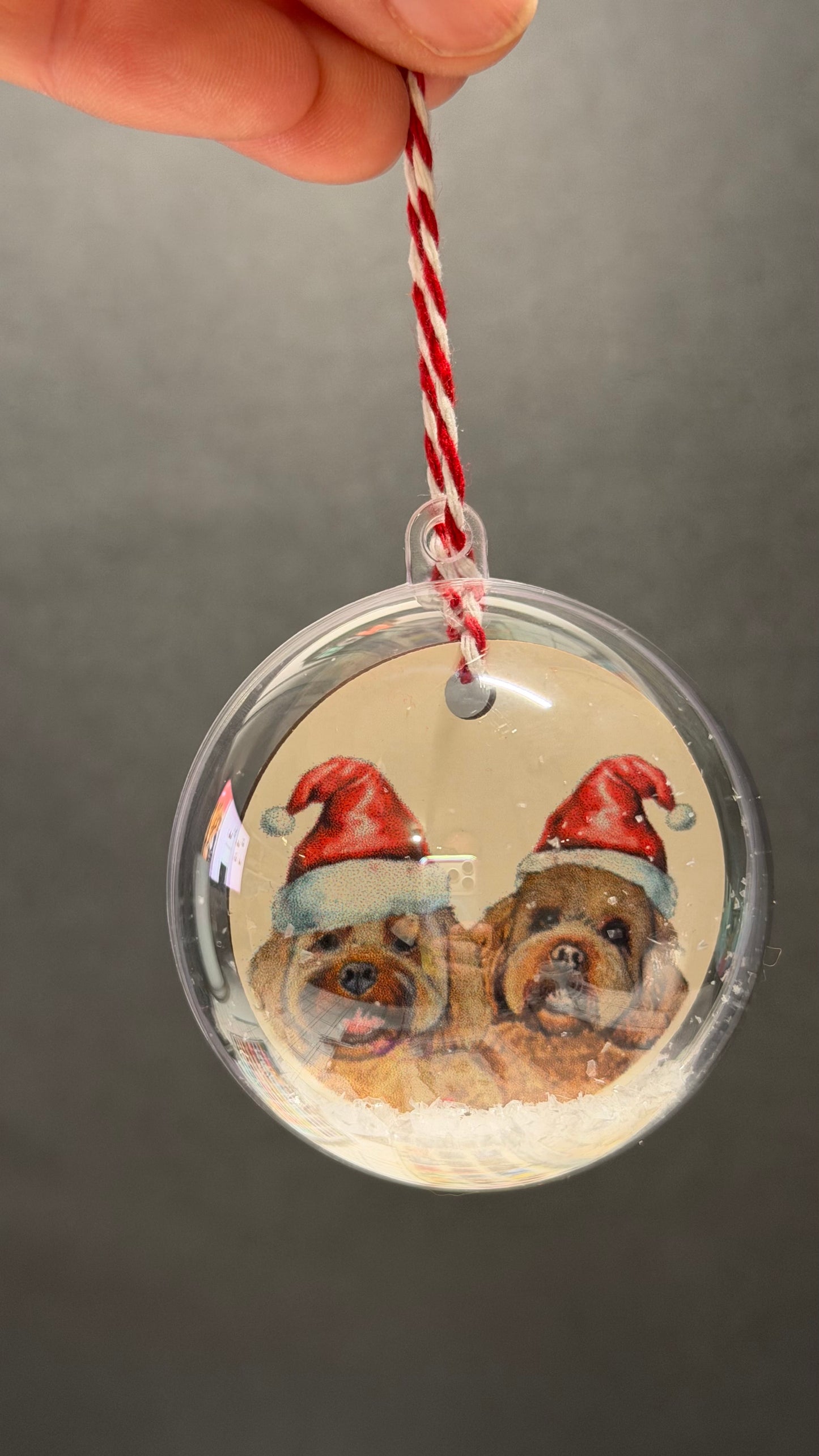Handmade Spinning Dog Portrait Bauble — Clear Christmas Ornament with  Snow | Custom Pet Keepsake
