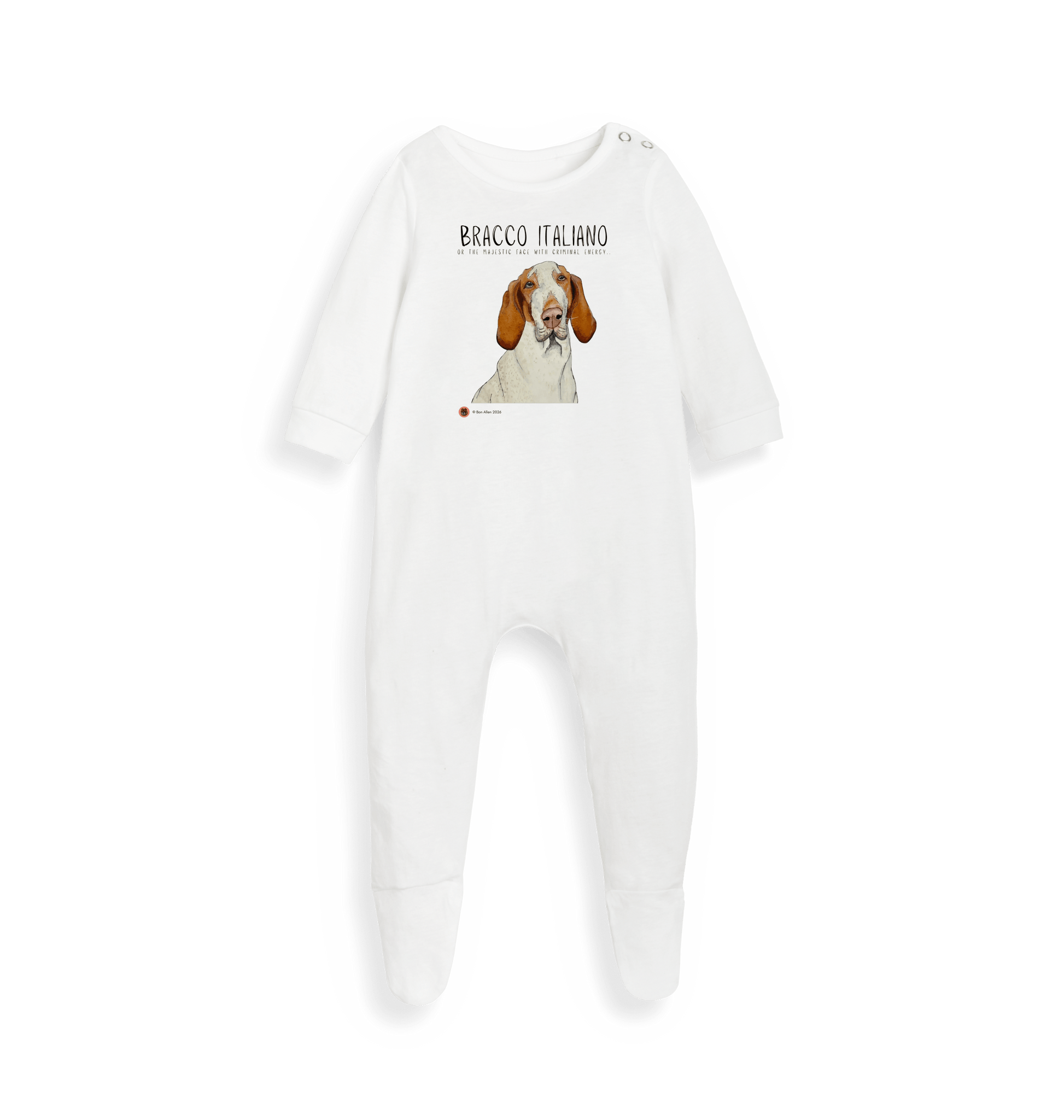 White Printed baby grow Front