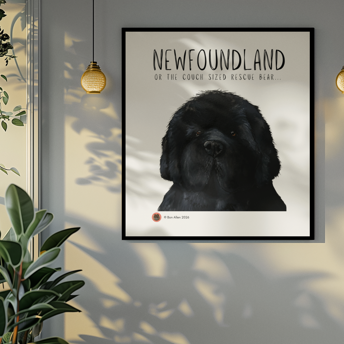 Couch-Sized Rescue Bear Wall Art – Majestic Newfoundland Decor for Dog Lovers