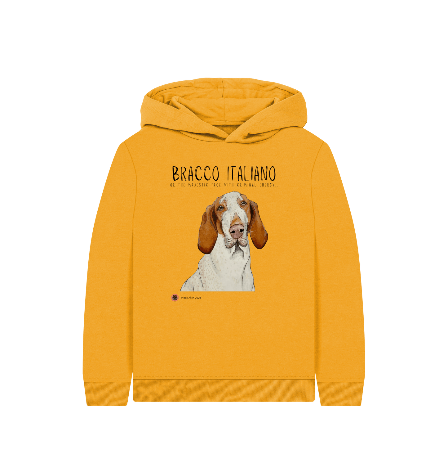 Mustard Printed Kids Hoodie Front