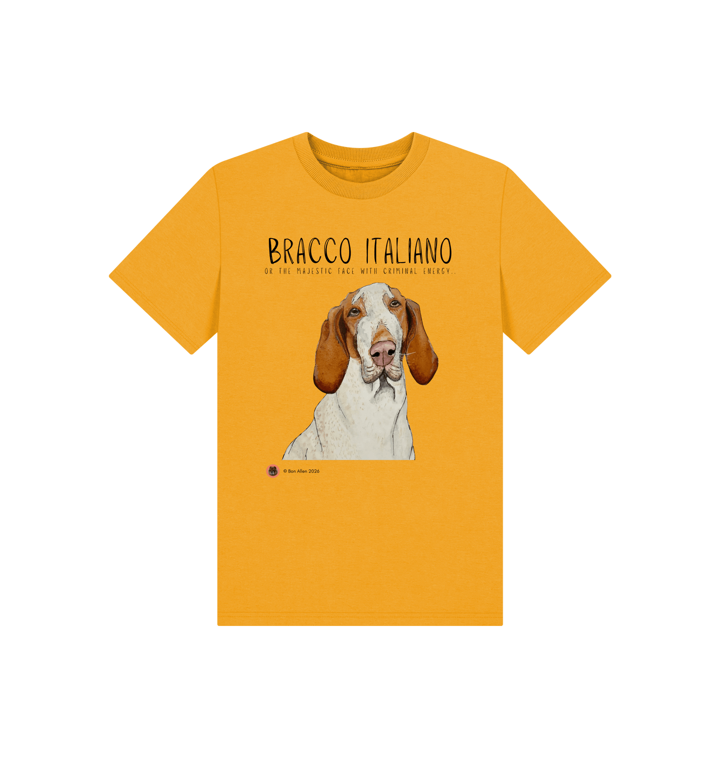 Mustard Printed Kids T-Shirt Front