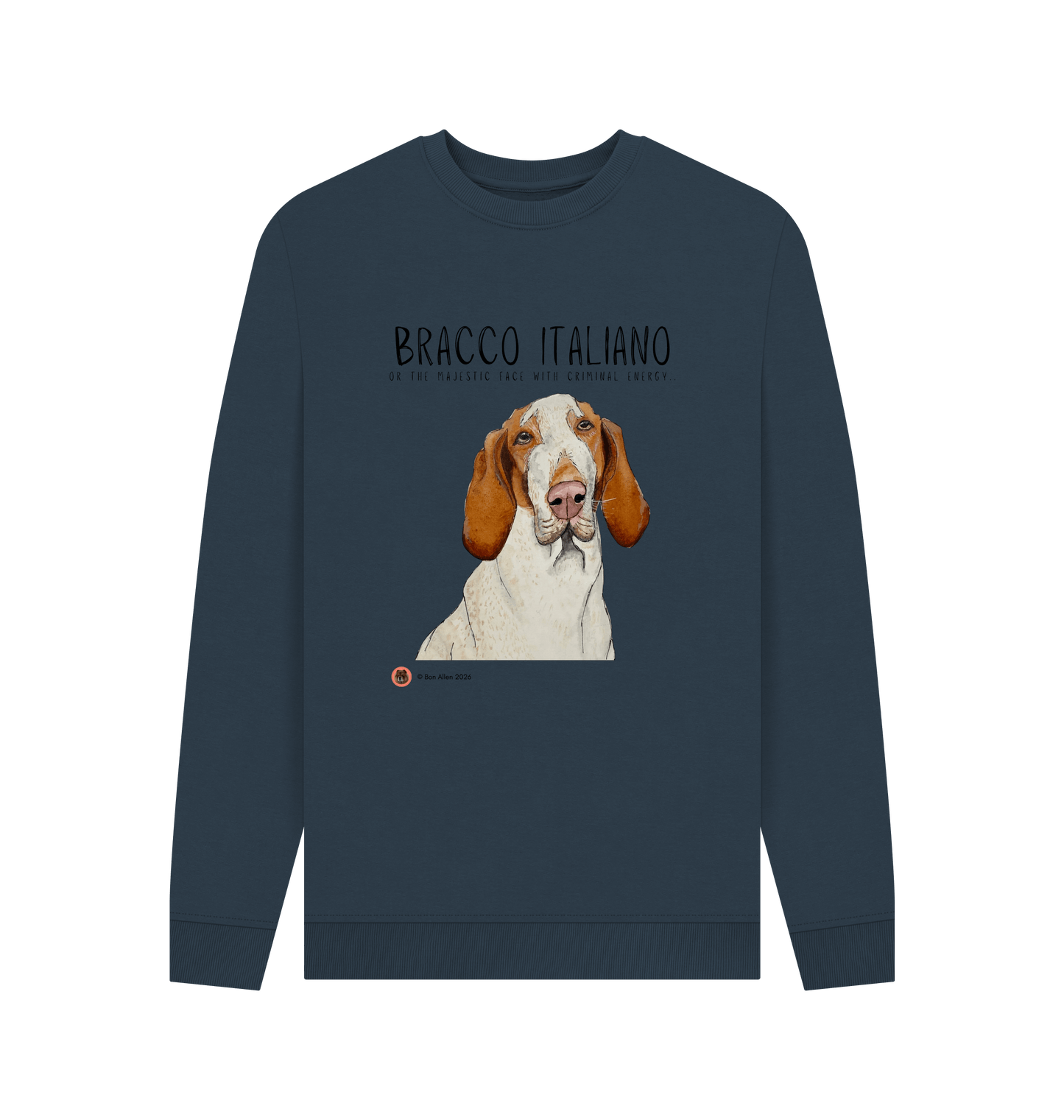 Navy Blue Printed Sweater Front