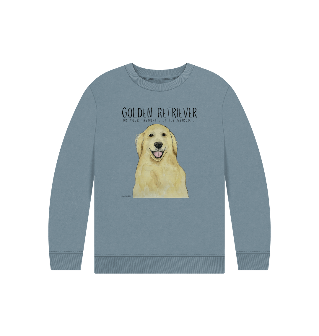 Stone Blue Printed Kids Jumper