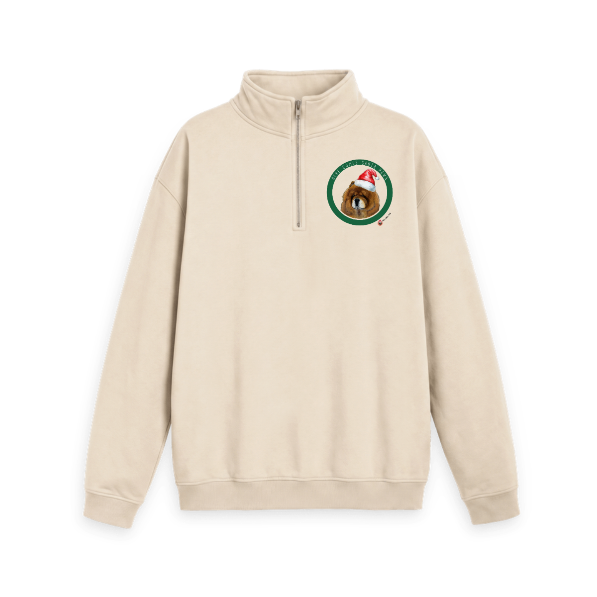 Here Comes Santa Paws – Personalised Quarter-Zip Sweatshirt