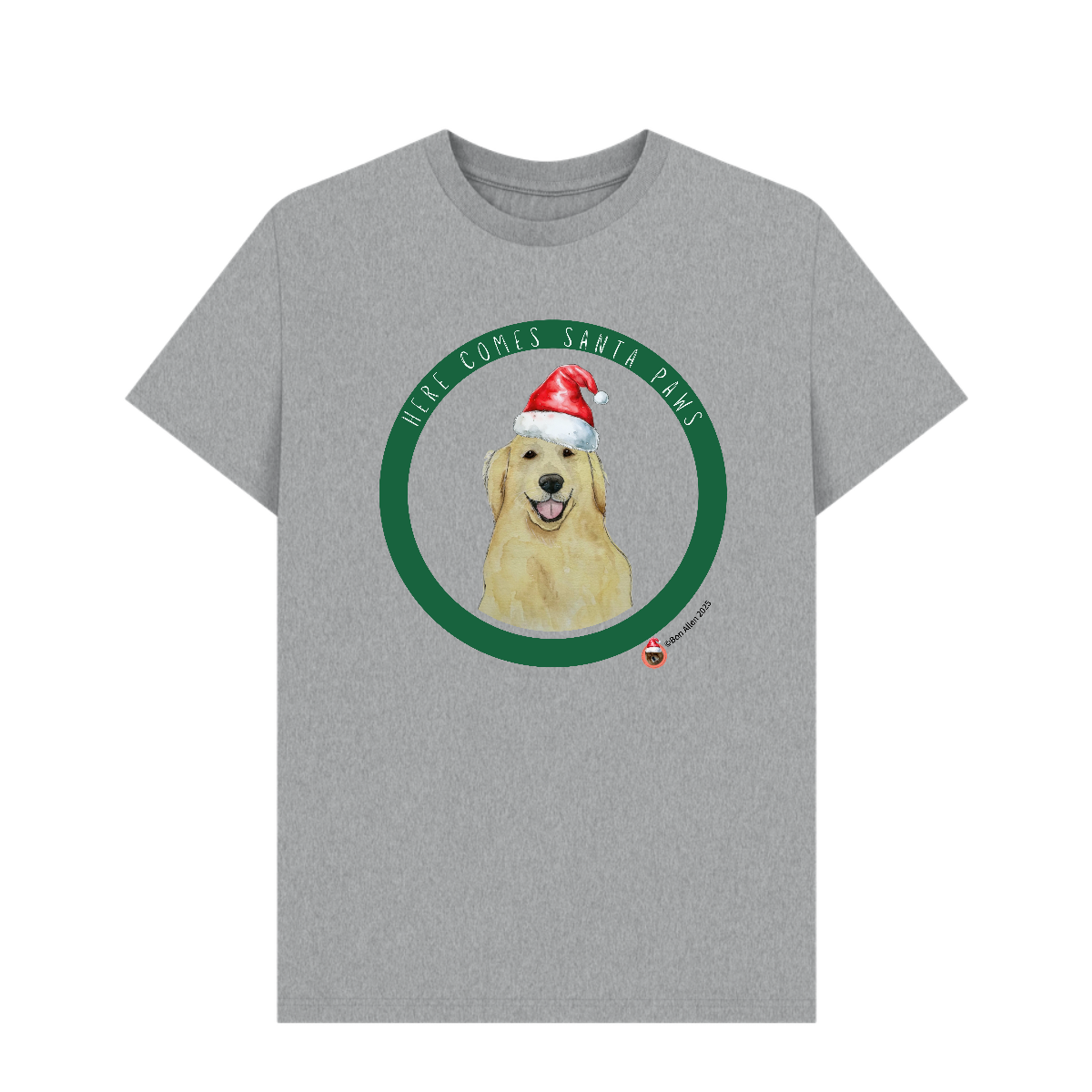 Here Comes Santa Paws Adult T Shirt