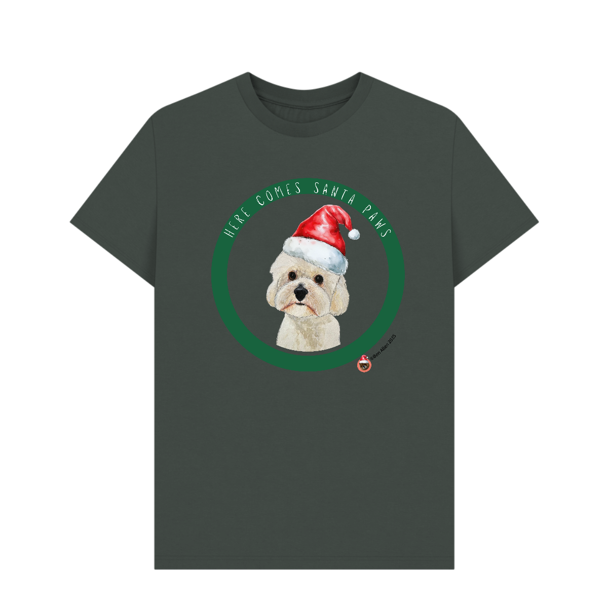 Here Comes Santa Paws Adult T Shirt