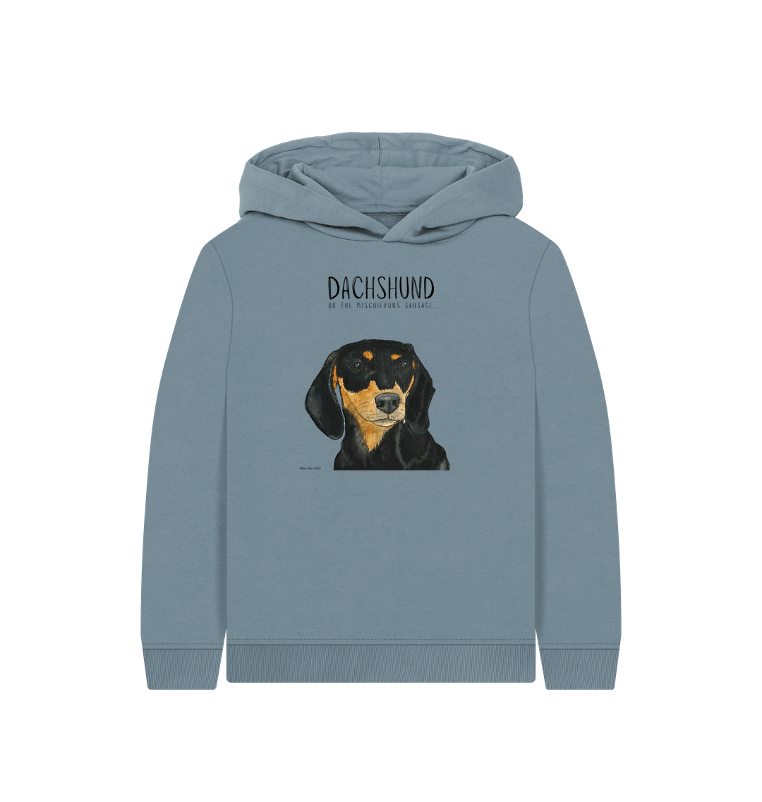 Stone Blue Printed Kids Hoodie